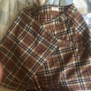 Brandy Melville plaid wrap skirt with buckle